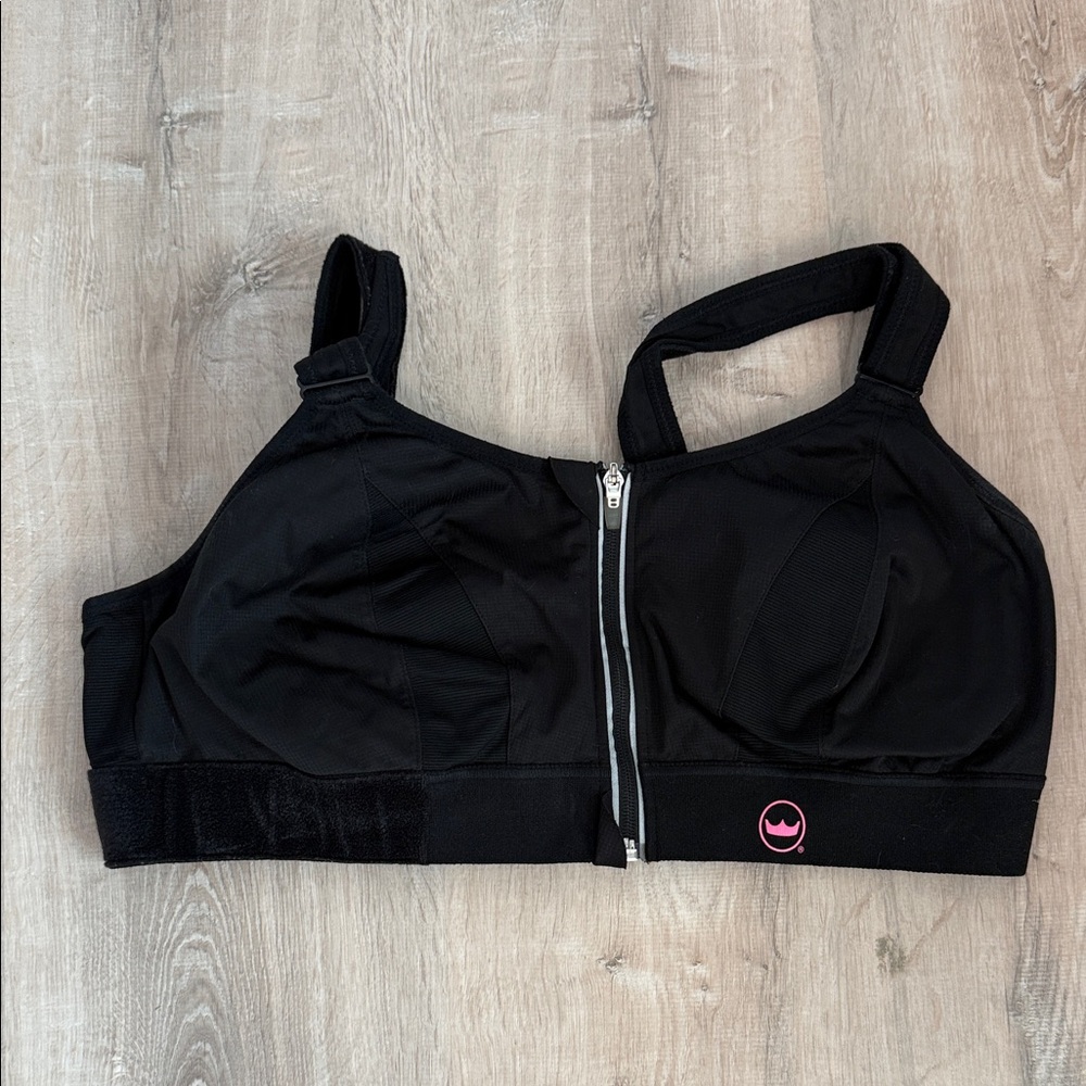 SheFit 4lux Black Zipper Front Sports Bra